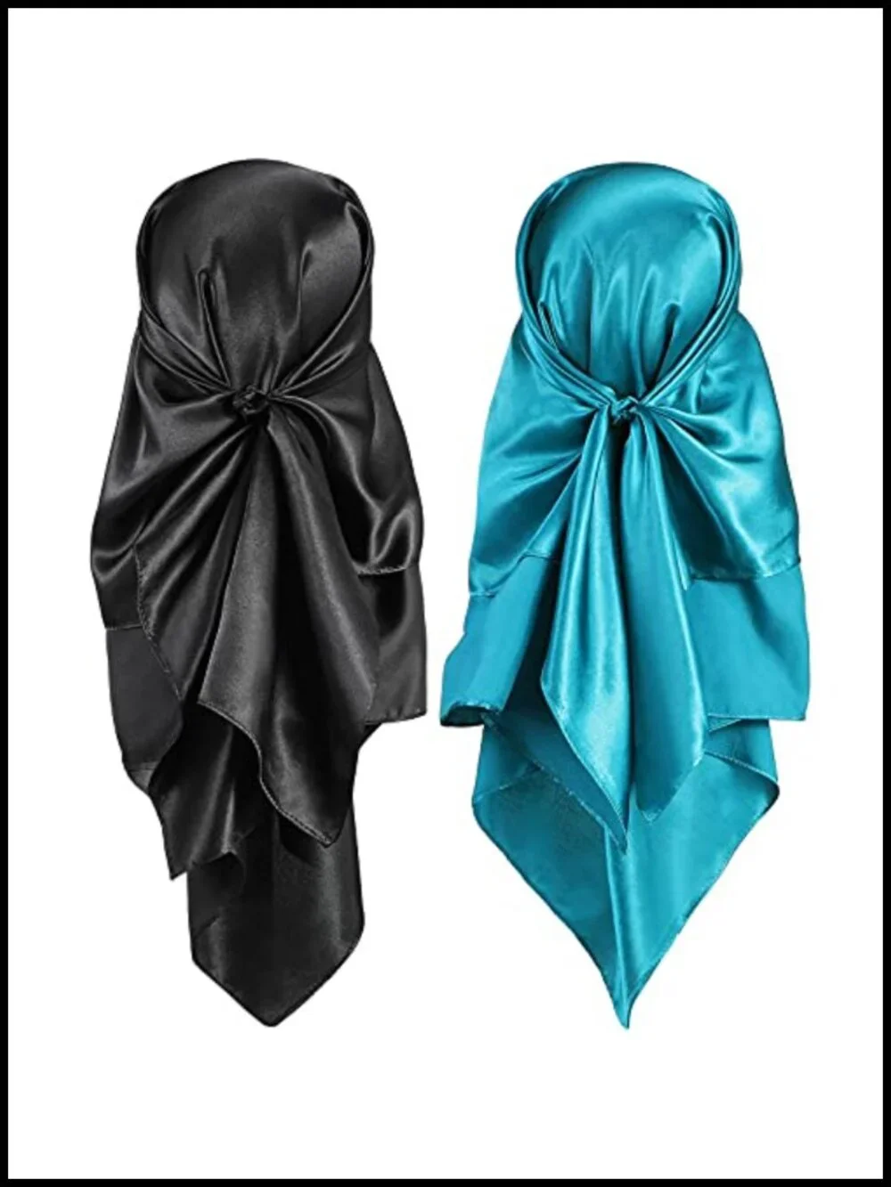 Silky Satin Scarf 2 Pack Large Square Neck Scarf for Women Hair Wrapping